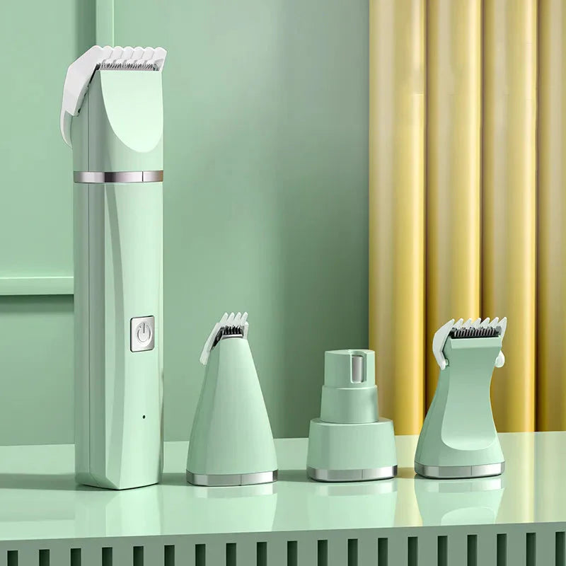 4-in-1 Electric Pet Grooming Kit – Rechargeable Hair Trimmer, Clippers, Nail Grinder & Comb for Dogs and Cats