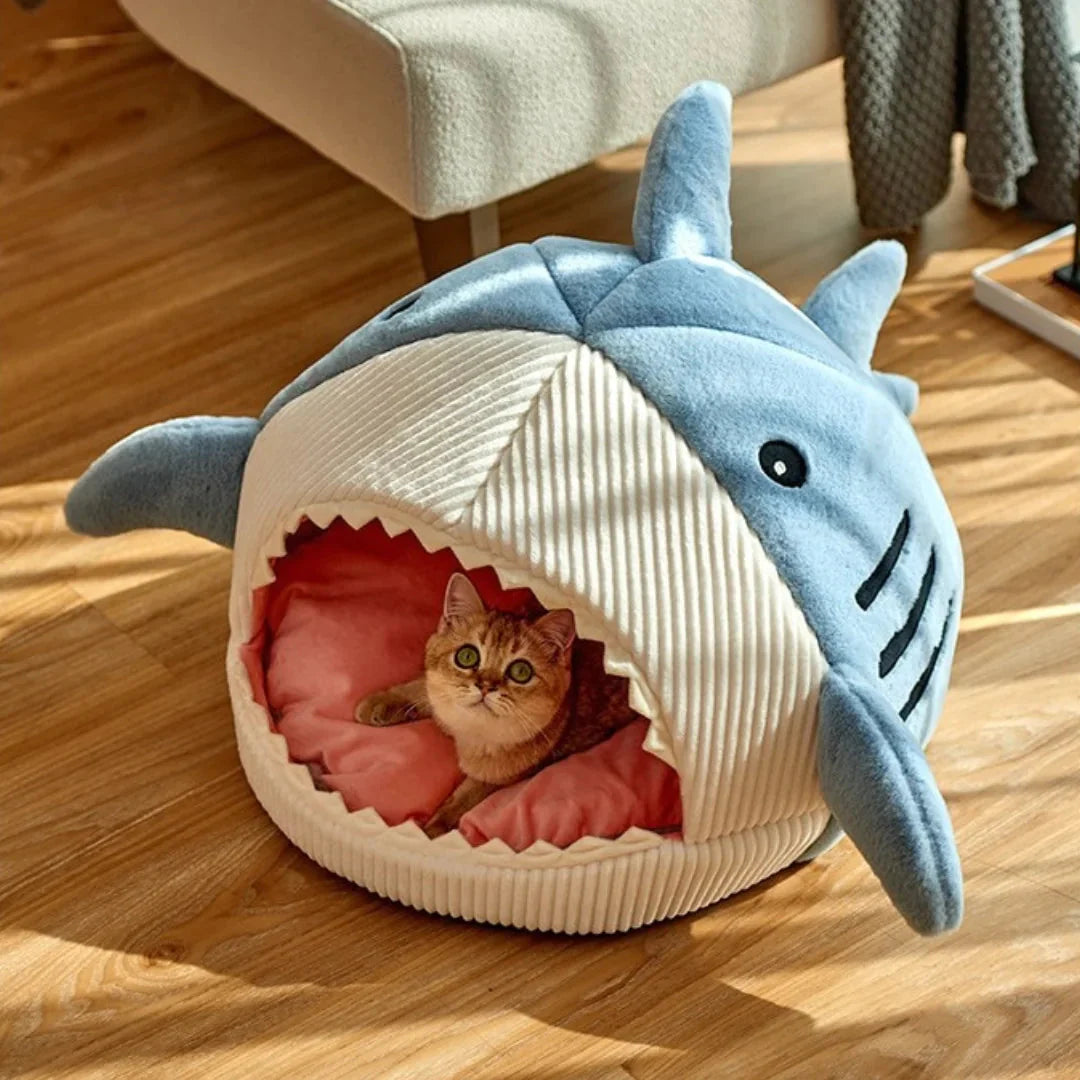 SnuggleShark™ Plush Pet Bed – A Cozy Hideaway with Bite