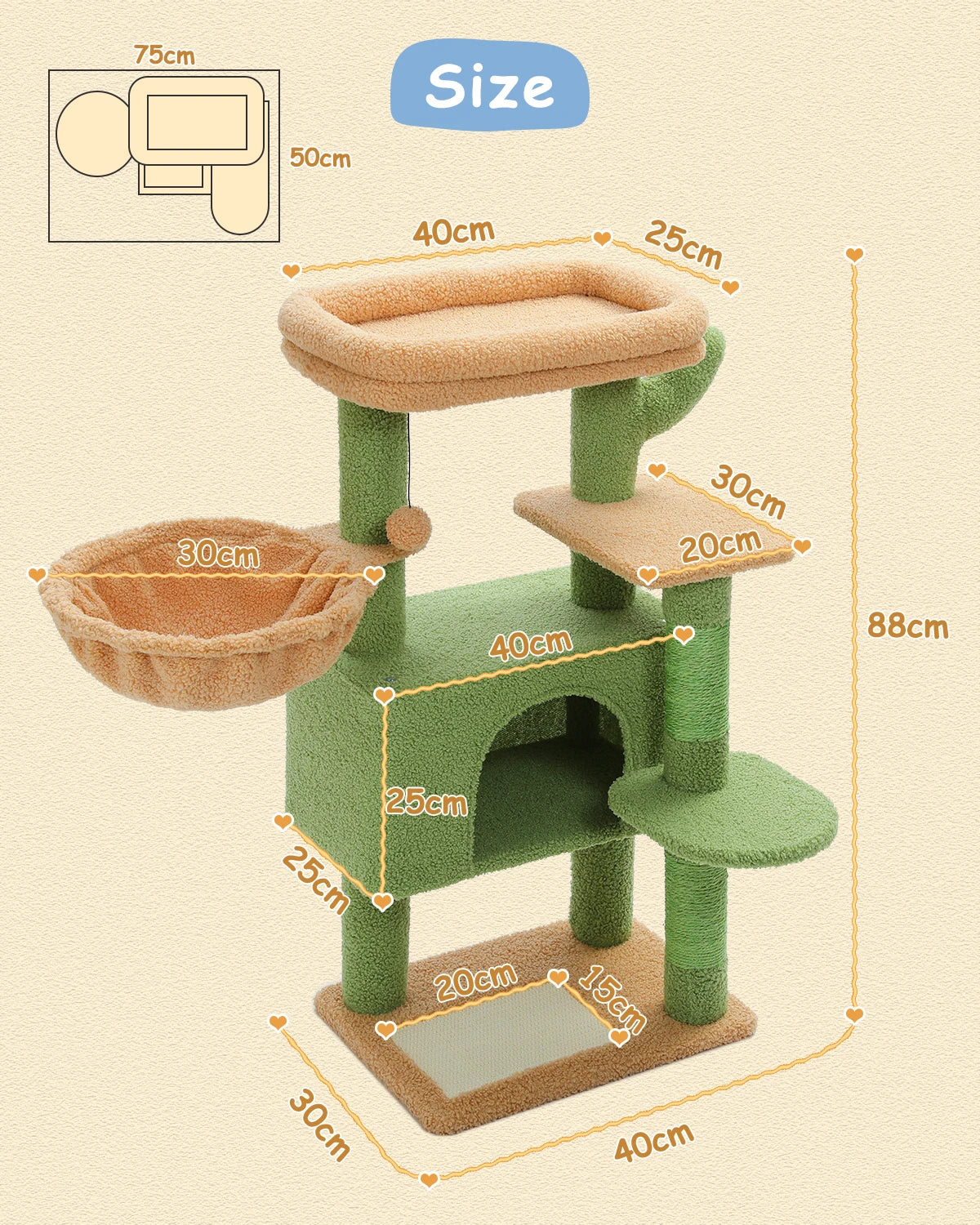 Cat Tree Tower for Large Indoor Cats – Spacious Hammock, Condo House, Scratching Post & Multi-Level Activity Center