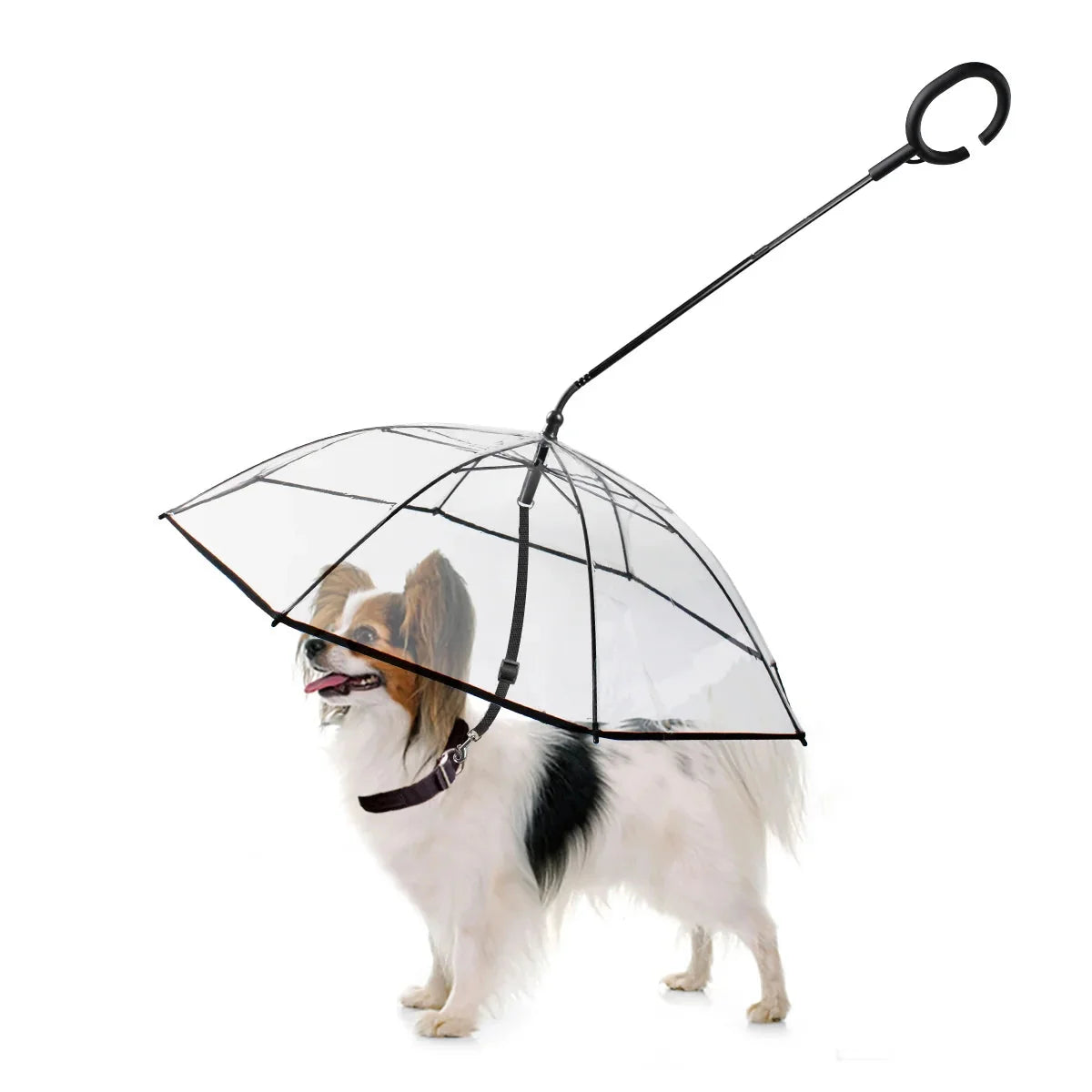 Hands-Free Dog Umbrella Leash – Transparent Rain Cover for Small Dogs, Adjustable Handle, All-Weather Pet Protection
