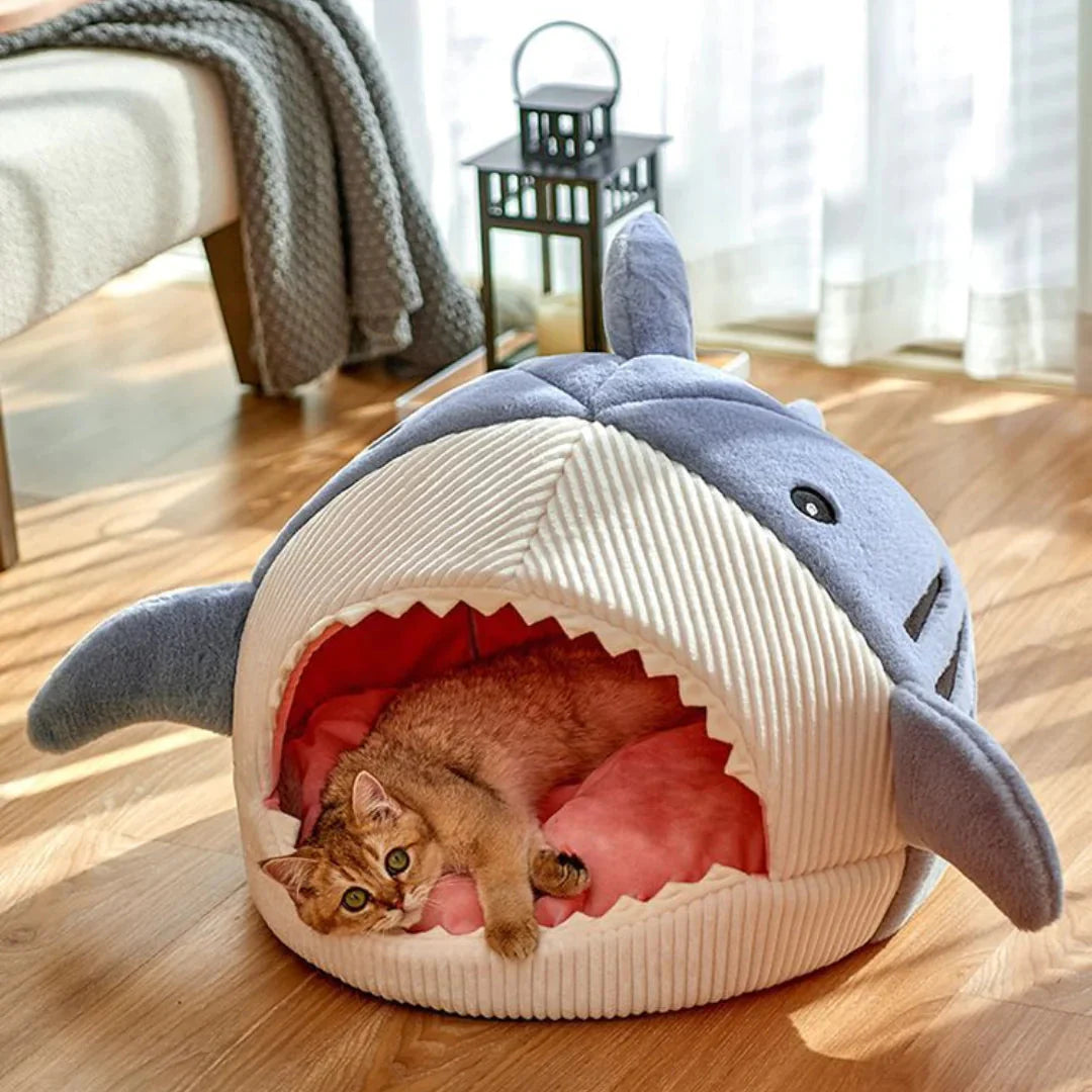 SnuggleShark™ Plush Pet Bed – A Cozy Hideaway with Bite