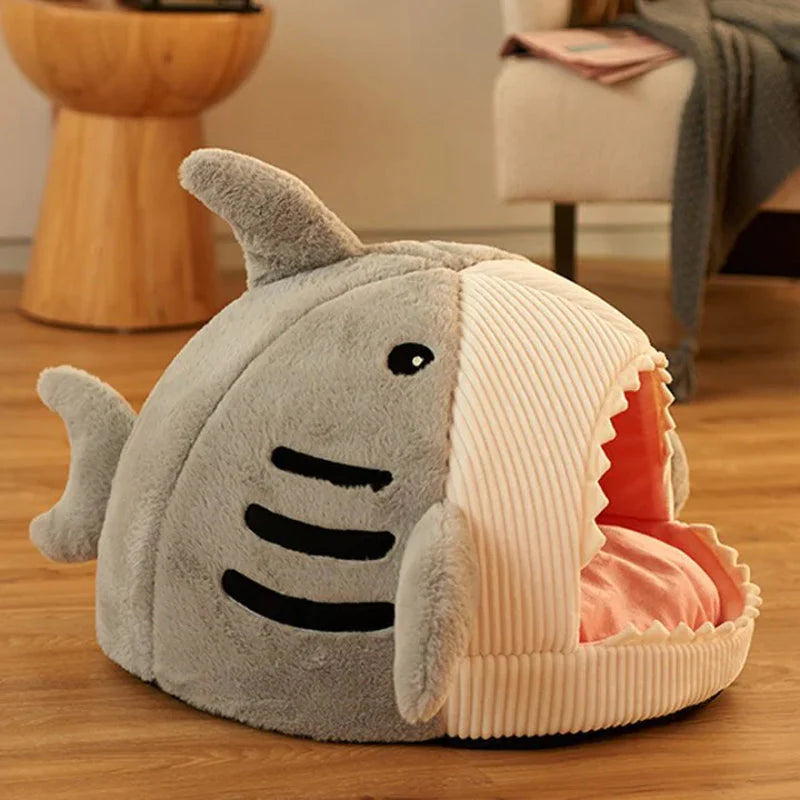 SnuggleShark™ Plush Pet Bed – A Cozy Hideaway with Bite