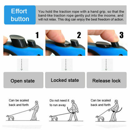 Automatic Retractable Dog Leash with Brake & Lock – Tangle-Free, Dual Size Options, Heavy-Duty Control for Small to Large Pets