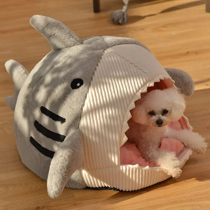 SnuggleShark™ Plush Pet Bed – A Cozy Hideaway with Bite