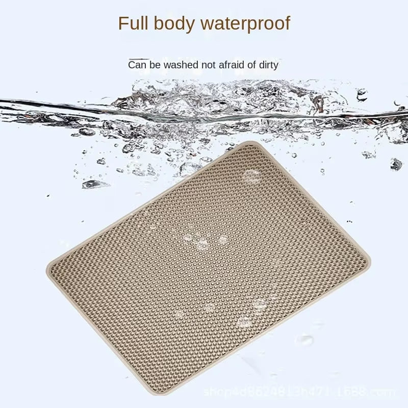 Large Double-Layer Waterproof Cat Litter Mat – Non-Slip, Washable Pet Pad for Litter Box Mess Control and Easy Cleaning