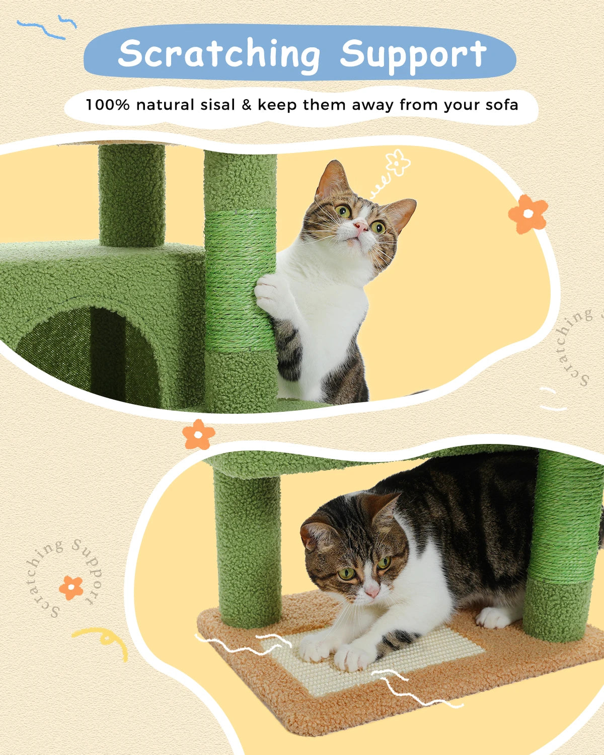 Cat Tree Tower for Large Indoor Cats – Spacious Hammock, Condo House, Scratching Post & Multi-Level Activity Center