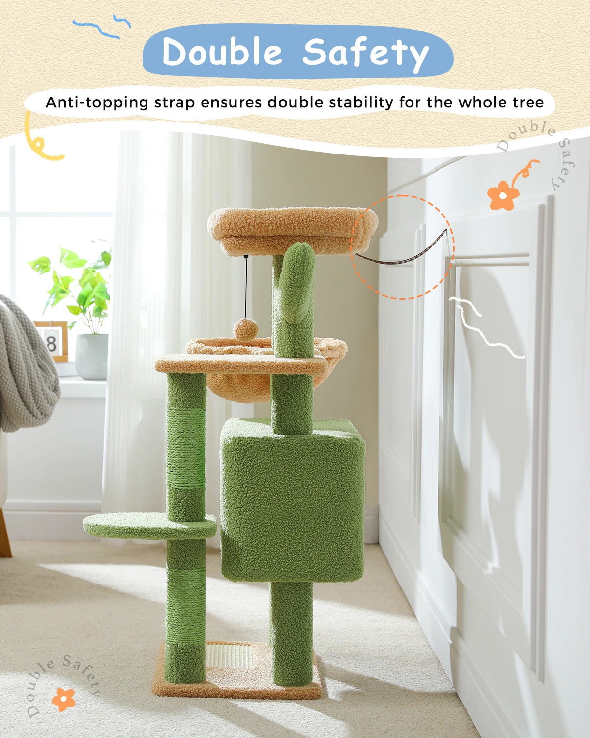 Cat Tree Tower for Large Indoor Cats – Spacious Hammock, Condo House, Scratching Post & Multi-Level Activity Center
