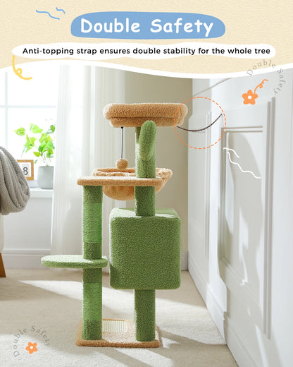 Cat Tree Tower for Large Indoor Cats – Spacious Hammock, Condo House, Scratching Post & Multi-Level Activity Center