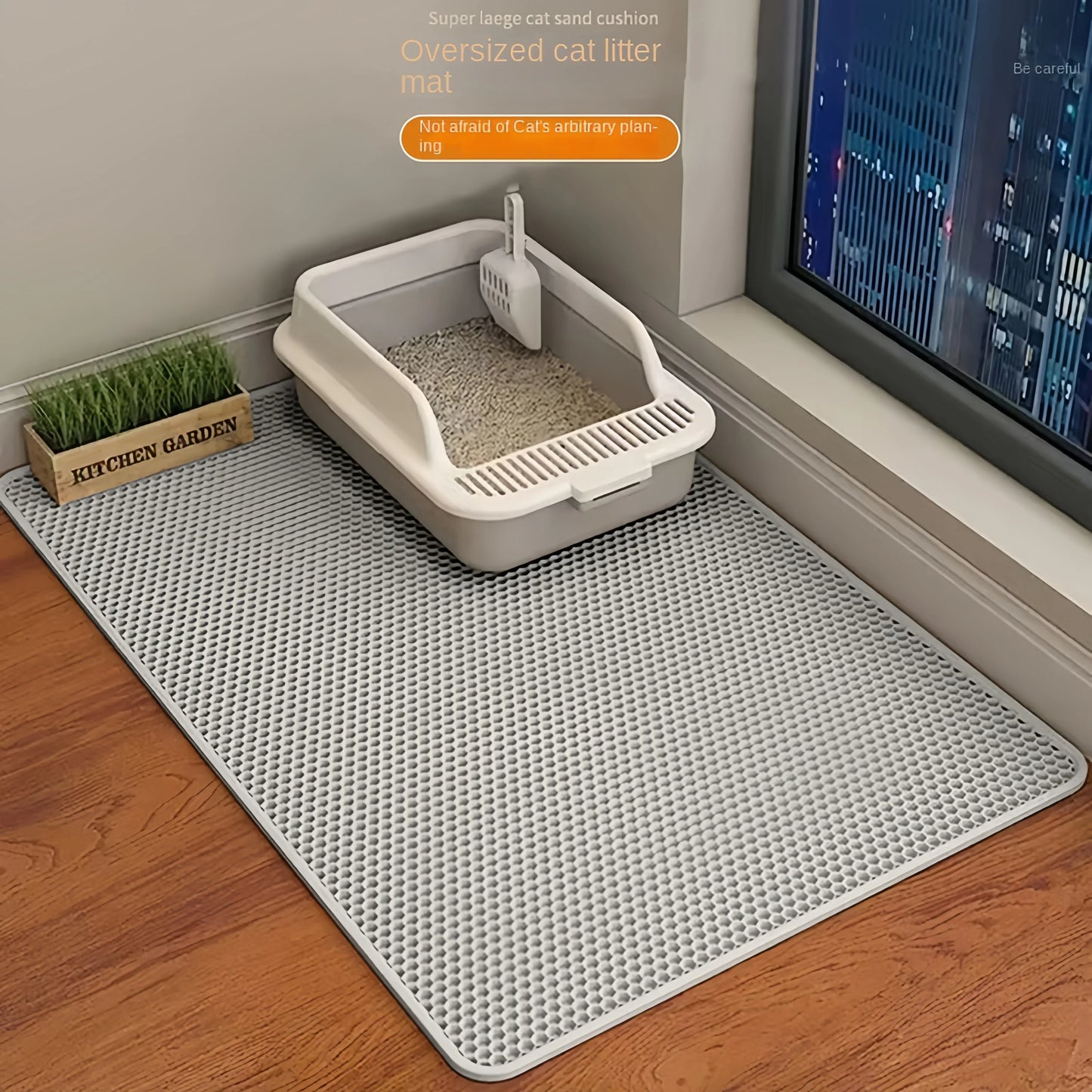 Large Double-Layer Waterproof Cat Litter Mat – Non-Slip, Washable Pet Pad for Litter Box Mess Control and Easy Cleaning