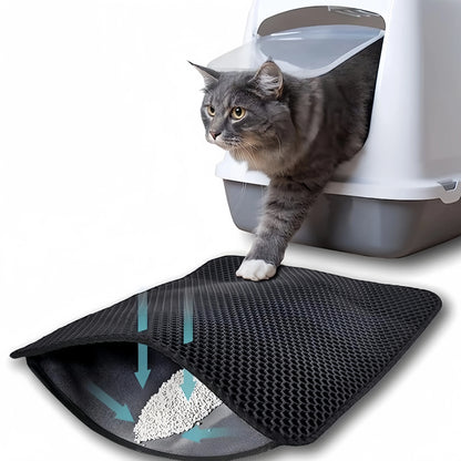 Large Double-Layer Waterproof Cat Litter Mat – Non-Slip, Washable Pet Pad for Litter Box Mess Control and Easy Cleaning