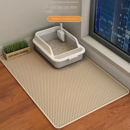 Large Double-Layer Waterproof Cat Litter Mat – Non-Slip, Washable Pet Pad for Litter Box Mess Control and Easy Cleaning