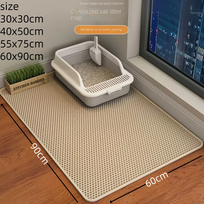 Large Double-Layer Waterproof Cat Litter Mat – Non-Slip, Washable Pet Pad for Litter Box Mess Control and Easy Cleaning