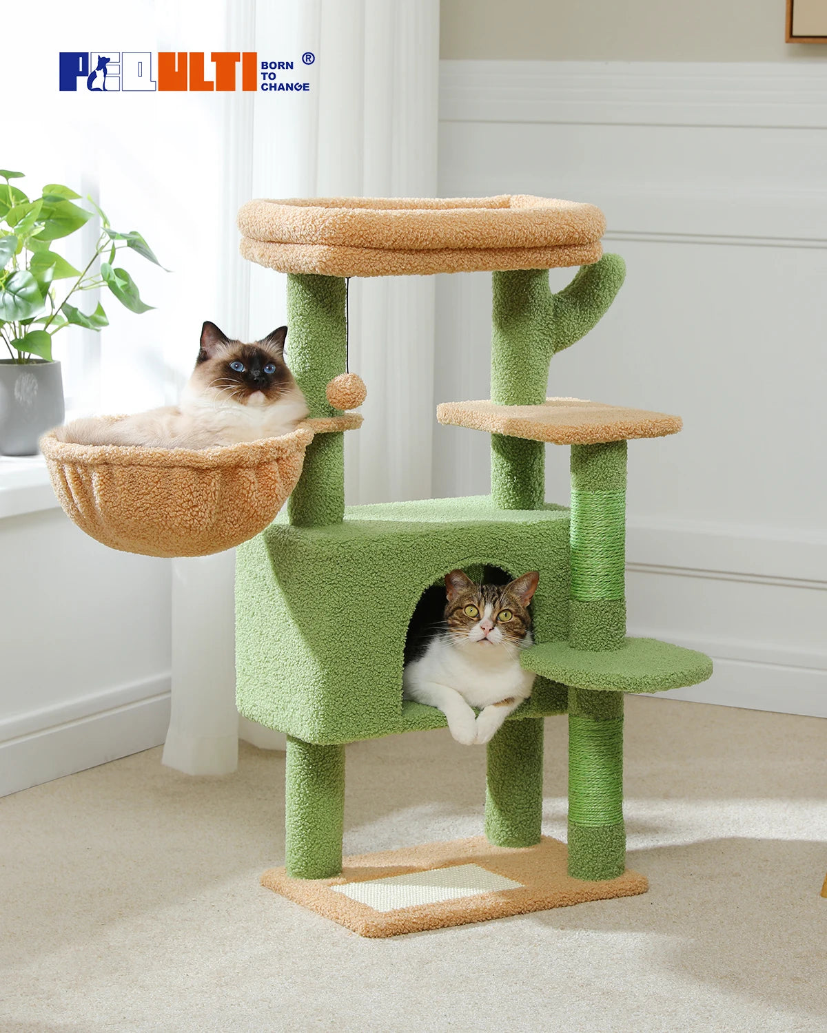 Cat Tree Tower for Large Indoor Cats – Spacious Hammock, Condo House, Scratching Post & Multi-Level Activity Center