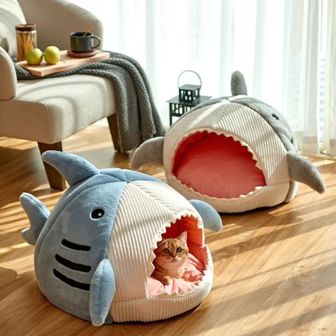 SnuggleShark™ Plush Pet Bed – A Cozy Hideaway with Bite