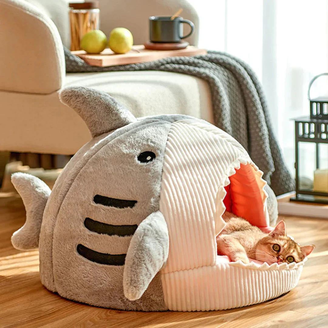 SnuggleShark™ Plush Pet Bed – A Cozy Hideaway with Bite