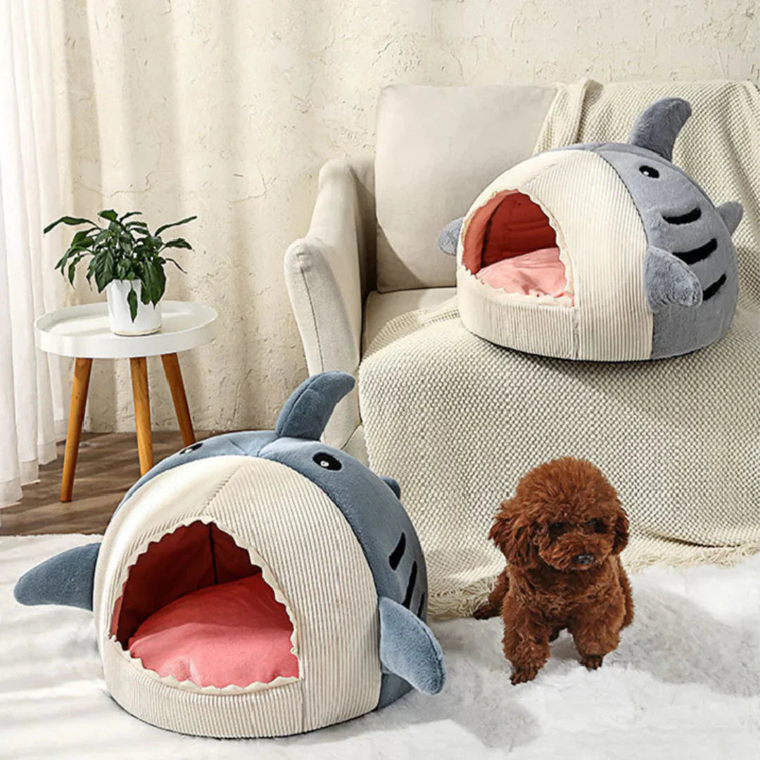 SnuggleShark™ Plush Pet Bed – A Cozy Hideaway with Bite