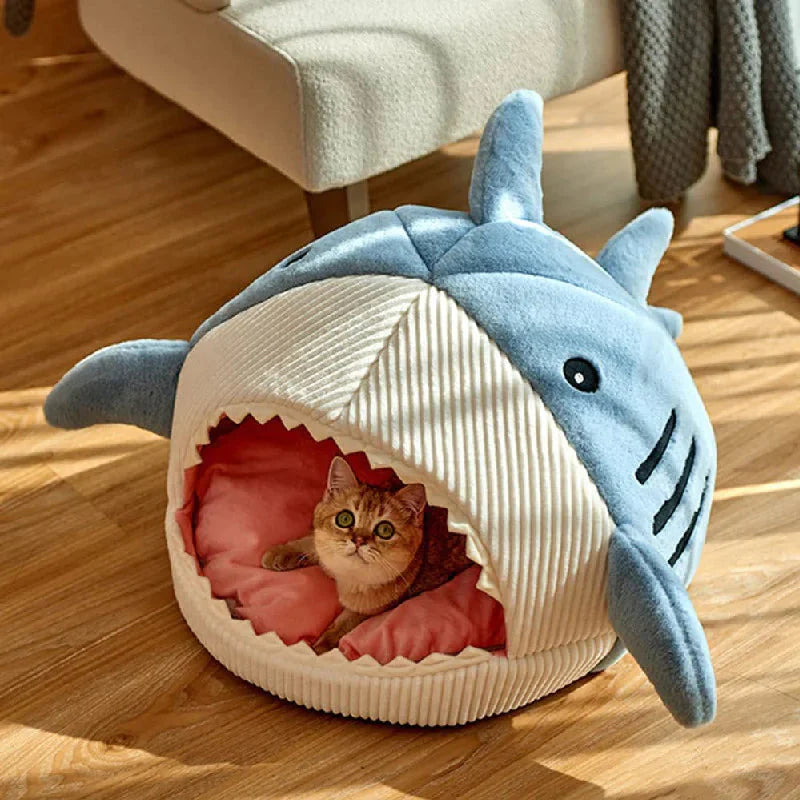 SnuggleShark™ Plush Pet Bed – A Cozy Hideaway with Bite