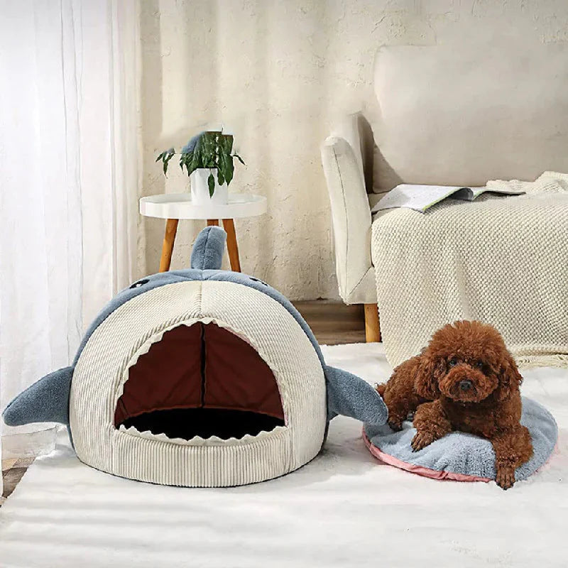 SnuggleShark™ Plush Pet Bed – A Cozy Hideaway with Bite